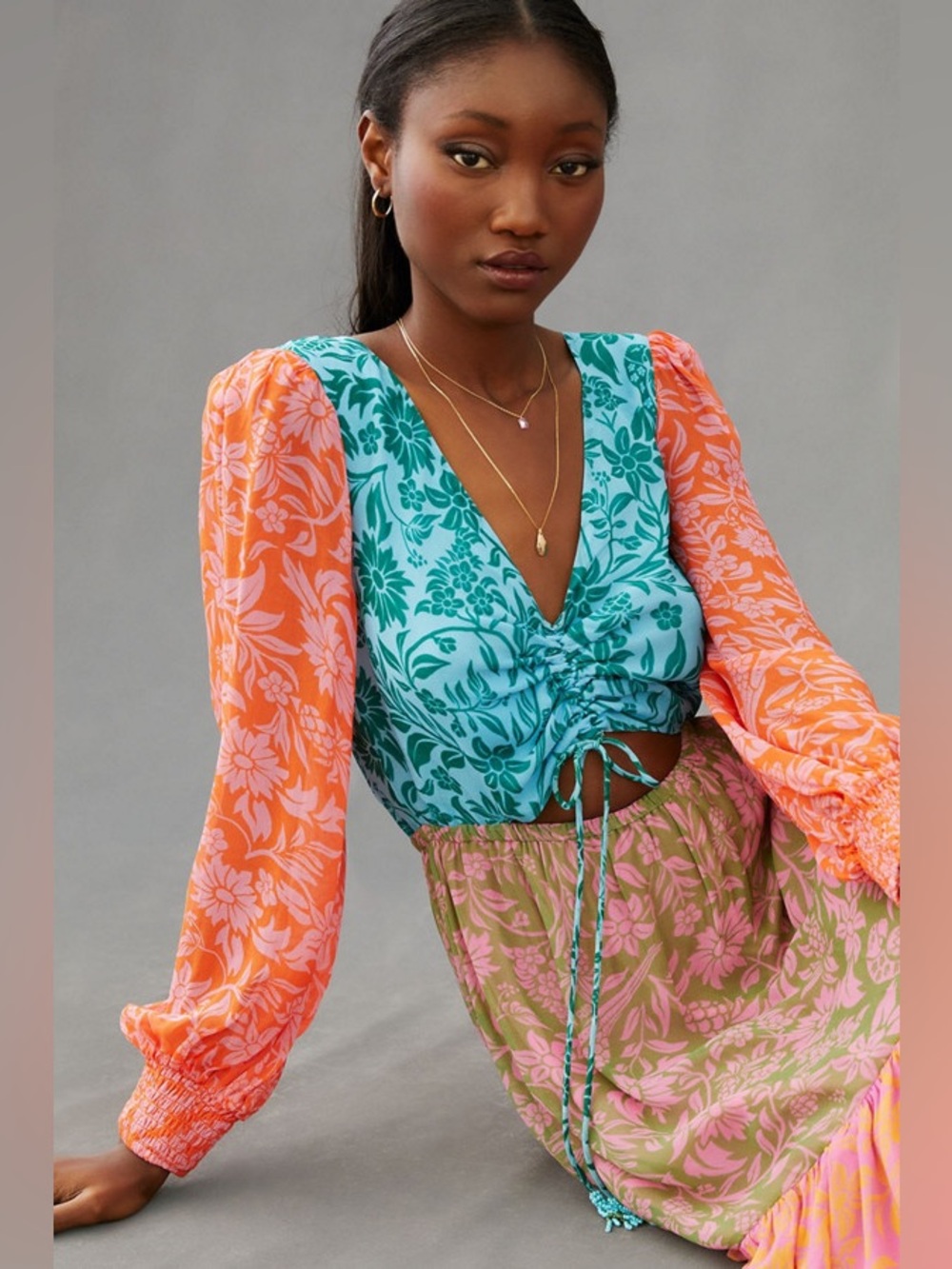 Farm Rio Colorblock Printed Maxi Dress - Picture 4 of 16